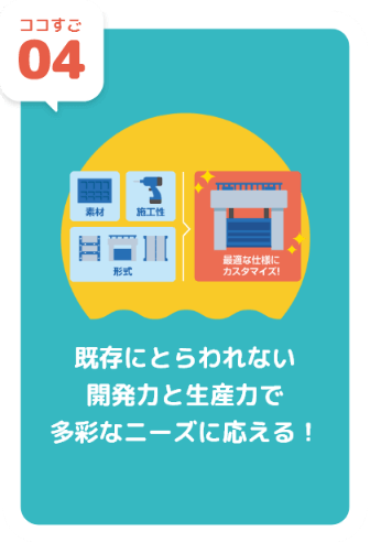 ココすご04 既存にとらわれない開発力と生産力で多彩なニーズに応える！